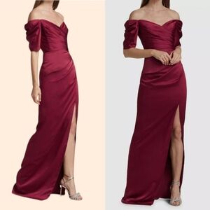 Theia Sienna Off the Shoulder Gown Dress Red size 6